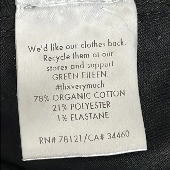 Eileen Fisher Wax Coated Organic Cotton Skinny Jeans/Pants in Black - Size 12 - Picture 6 of 7